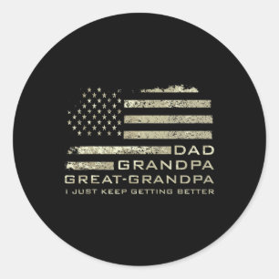 Pegatina Redonda Papá Abuelo Gran Abuelo Bandera Americana Padres D