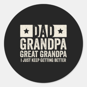Pegatina Redonda Papá Abuelo Gran Abuelo Padre y#; la camiseta del
