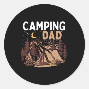 Pegatina Redonda Papá acampando Campista Feliz Día del Padre Fogata