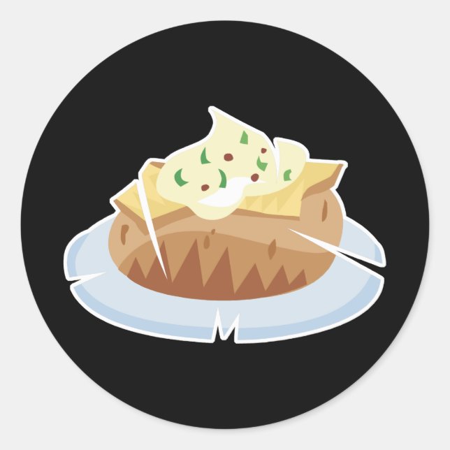 Pegatina Redonda papa al horno (Anverso)