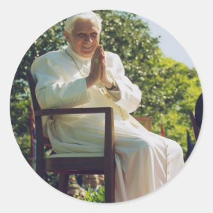 Pegatina Redonda Papa alemán Benedicto