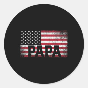 Pegatina Redonda Papa American Flag Día del Padre 4 de Julio Regalo