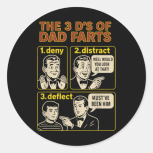Pegatina Redonda Papá Antiguo Flato Divertido Día del Padre Humor d