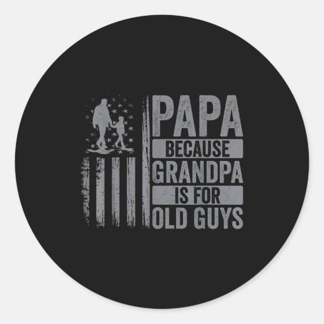 Pegatina Redonda Papa Art For Grandpa Men From Grandkids Granddaugh (Anverso)
