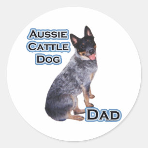 Pegatina Redonda Papá australiano 4 del perro del ganado - pegatin