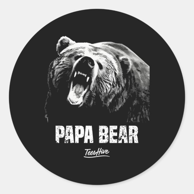 Pegatina Redonda Papa Bear Dad (Anverso)