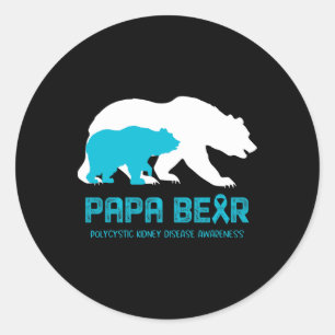 Pegatina Redonda Papa Bear Support Polycystic Kidney Disease Awaren