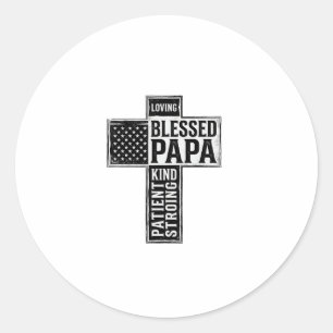Pegatina Redonda Papa Bendito Cruz Tipografía Vintage Cristiana De