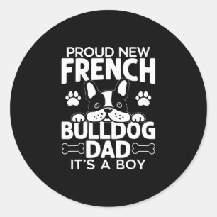 Pegatina Redonda Papá Bulldog francés papá perro