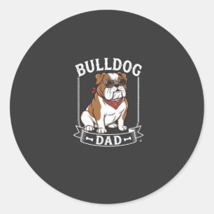 Pegatina Redonda Papa Bulldog Perro Gafas de Sol Bandana