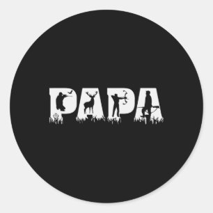 Pegatina Redonda Papa cazando el Día del Padre Cazador