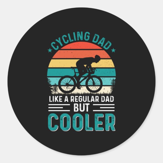 Pegatina Redonda Papá ciclista (Anverso)