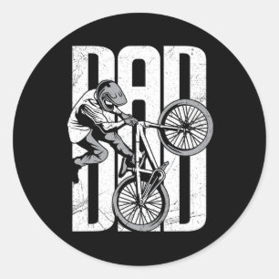 Pegatina Redonda Papá Ciclista De Ciclismo De Montaña Bmx Feliz Día