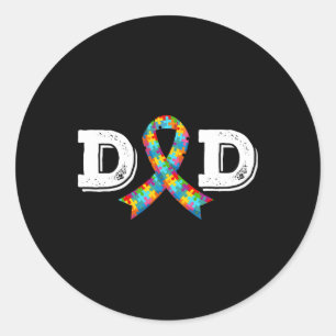 Pegatina Redonda Papá Conciencia del Autismo Aceptación Padre Difer