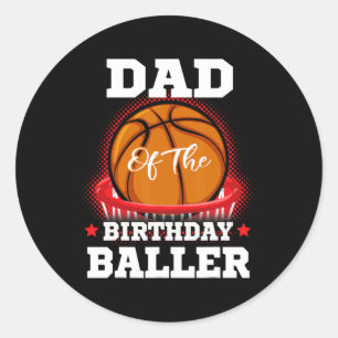 Pegatina Redonda Papá cumpleaños de baloncesto Boy Family Baller b-