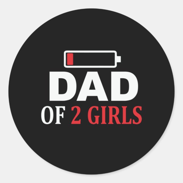 Pegatina Redonda Papá de 2 Chicas en el Día del Padre (Anverso)