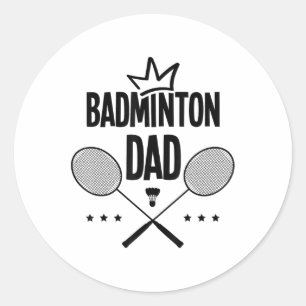 Pegatina Redonda Papá de bádminton Jugador de bádminton Volante Dep