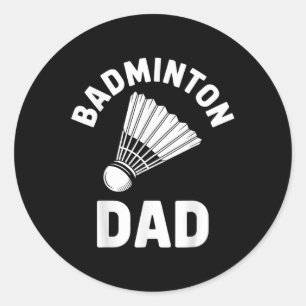 Pegatina Redonda Papá de bádminton volante divertido bádminton 