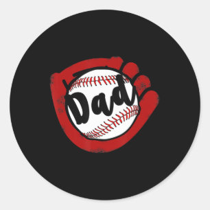 Pegatina Redonda Papá de béisbol para la madre del béisbol
