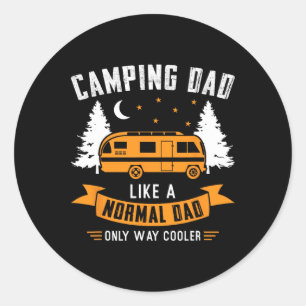 Pegatina Redonda Papá de camping como un papá normal solo que mucho
