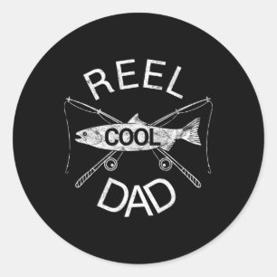 Pegatina Redonda Papá de carrete Papá pescador Chiste de papá Cool