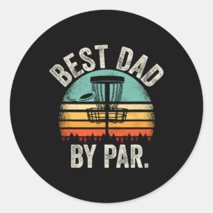 Pegatina Redonda Papá de Disc Golf Vintage - Mejor Papá por Disco d