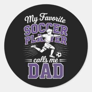 Pegatina Redonda Papá de fútbol masculino Mi jugador de fútbol favo