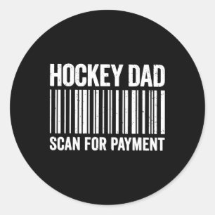 Pegatina Redonda Papá de Hockey Escanea para Pagar con Byrcode Dive