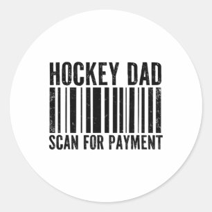 Pegatina Redonda Papá de Hockey Escanea para Pagar Papá Divertido d