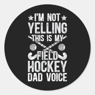 Pegatina Redonda Papá de Hockey sobre Césped Voz Papá de un Jugador