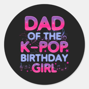 Pegatina Redonda Papá de la chica del cumpleaños de K Pop Amantes d