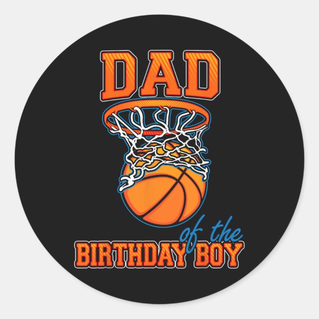 Pegatina Redonda Papá De La Familia De Cumpleaños Del Niño De Balon (Anverso)