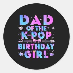 Pegatina Redonda Papá de las chicas de cumpleaños k-pop amante de l