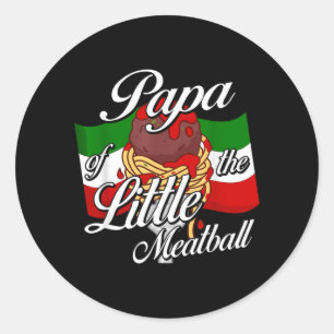Pegatina Redonda Papa de Little Meatball tema italiano 1er cumpleañ