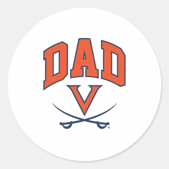 Pegatina Redonda Papá de los Virginia Cavaliers (Anverso)
