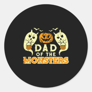 Pegatina Redonda Papá de monstruos divertido disfraz de Halloween p