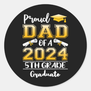 Pegatina Redonda Papá De Un Graduado De 5º Grado De 2024