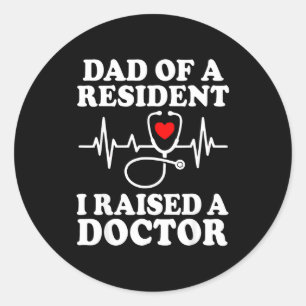 Pegatina Redonda Papá de un residente día de la coincidencia reside