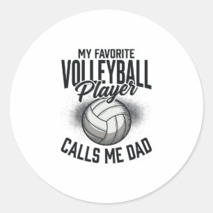 Pegatina Redonda Papá de voleibol mi jugador favorito me llama papá