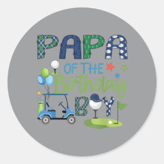 Pegatina Redonda Papa Del Cumpleaños Agujero En Uno Golf Deporte