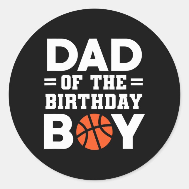 Pegatina Redonda Papá Del Nacimiento De Básquetbol Coach Basketbal (Anverso)