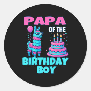 Pegatina Redonda Papa del niño cumpleañero Llama Piñata Fiesta Fami