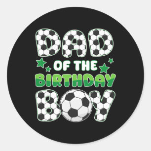 Pegatina Redonda Papá Del Niño De Cumpleaños Familia De Fútbol Comb