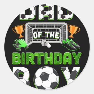 Pegatina Redonda Papá Del Niño De Cumpleaños Fútbol Familia Partido