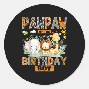 Pegatina Redonda Papá del niño de cumpleaños safari jungla salvaje