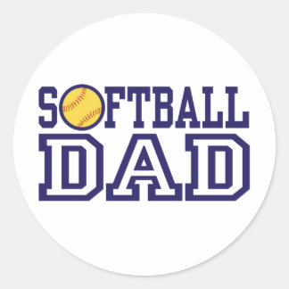 Pegatina Redonda Papá del Softbol