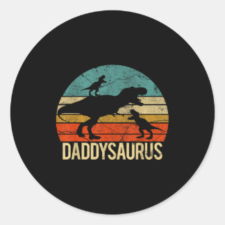 Pegatina Redonda Papa Dinosaurio Daddysaurus 2 Dos Niños Navidad Gi