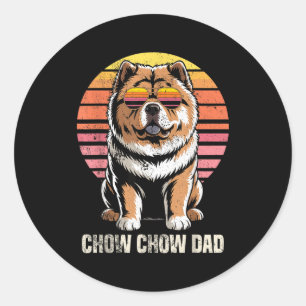 Pegatina Redonda Papá divertido dueño de perro Chow Chow vintage re