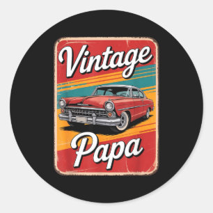 Pegatina Redonda Papa Divertido Vintage
