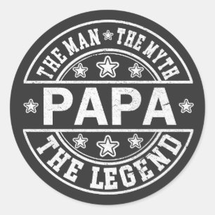 Pegatina Redonda Papa El Hombre El Mito El Día Del Padre De La Leye